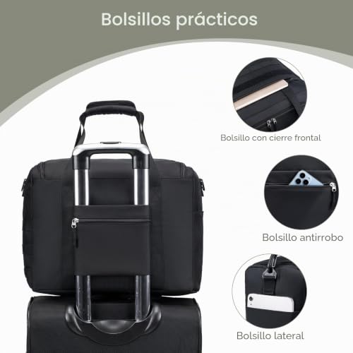 Miniatura 3 de Bagzy Bolso De Viaje Wizzair 40x30x20, Táctica Bolsa Deportiva Mano Maleta De Viaje Weekend Cabina De Equipaje Bolso Holdall Bolsa Fines De Semana Equipaje 25l, Negro