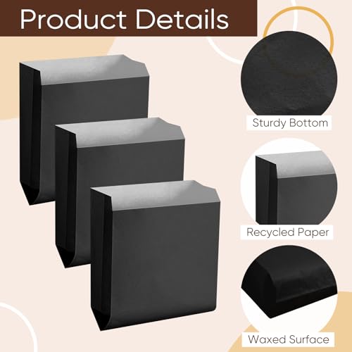 Image of Yeaqee 300 Pcs Waxed Black Kraft Feminine Hygiene Liner Bag, Business Restroom Bathroom Personal Dispensers 7.5 x 10 Waste Receptacle Paper Liners, Sanitary Napkin Disposal Bags, Kraft Bag