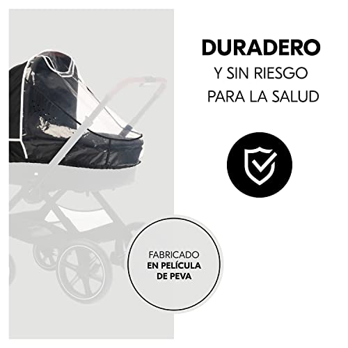 Miniatura 6 de Hauck Carrycot Raincover Funda Capazo Universal, Protector Lluvia Carro Bebe Universal, Borde Reflectante, Ventana, Fácil Fijación, Transparente