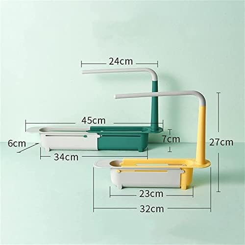 TOKLYUIE Updated Telescopic Sink Storage Rack, Adjustable Sponge Soap Holder Telescopic Sink Rack Holder, Expandable Storage Drain Basket Rack for Home Kitchen (Nordic Black)