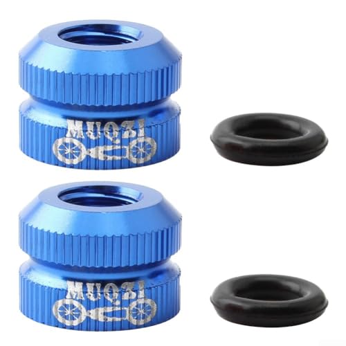 Honseadek Écrou de verrouillage de valve en alliage d'aluminium pour pneus de vélo, outil de remplacement ultra léger pour améliorer l'étanchéité et le verrouillage de l'air (bleu)