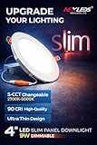 NEXLEDS 4-Inch LED Slim Panel Downlight, 9W Dimmable, 5-CCT Changeable 2700K-5000K, 90 CRI, Ultra Thin Design, Wet Location Rated