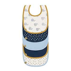 LÄSSIG Baby Kleinkind Lätzchen Set (5 Stk.) Klettverschluss Baumwolle wasserdicht/Value Pack Bib Little Water Whale