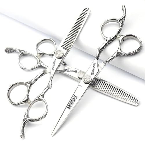 Ciseaux de coiffure japonais de 6 pouces à motif serpent argenté pour coiffer