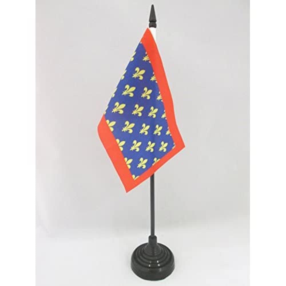 AZ FLAG - French Province of Maine Table Flag 4'' x 6'' - County of Maine Office Mini Banner 100% Polyester 15 x 10 cm - Mini Desk Flag with 10'' Pole and Black Plastic Base