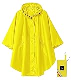 SaphiRose Unisex Rain Poncho Hooded Waterproof Raincoat Jacket for Adults Women Men(Yellow)