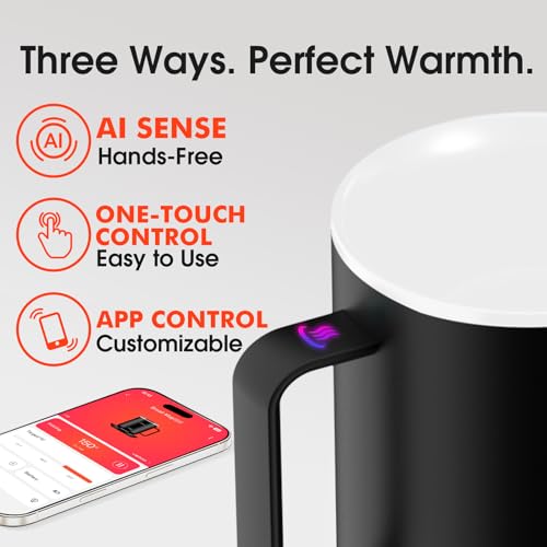 Vsitoo S3 12oz Heated Espresso Mug, Smart Self Heating Coffee Mug for Espresso Lovers, AI Auto-Sensing Temperature Control 120-150℉, Rechargeable Mug Warmer, 316 SS IPX7, Gift for Women Men, White by VSITOO - Image 4