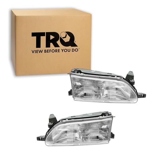 Image of TRQ Headlight Assembly Set TO2502107 TO2503107 | For 1993-1997 Toyota Corolla