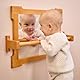 Montessori Spiegel mit Stange für Kleinkinder | Baby Spiegel Montessori zum Hochziehen & Laufenlernen | Montessori Spiegel mit Griff | Holzstange zur Förderung der Motorik | Kinderzimmer Klassenzimmer