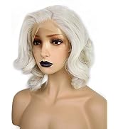 ANOGOL Hair Cap+ Light Platinum Blonde Lace Front Wig Synthetic Hair Short Curly Bob Wigs Glueles...