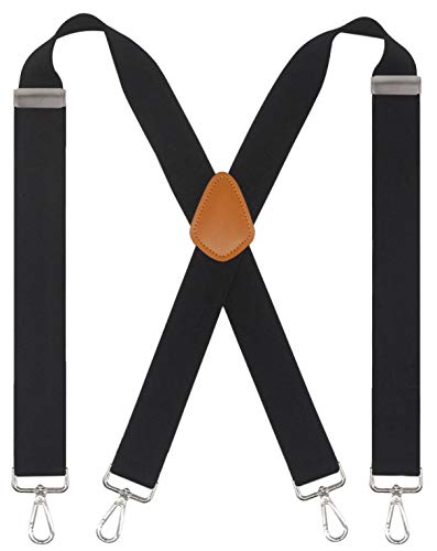 Doloise Men’s Heavy Duty Belt Loops X Back 1.4 Inch Suspenders With 4 Snap Hooks #TOP1