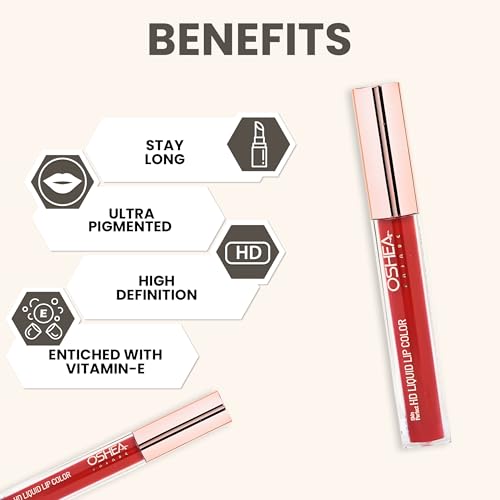 Image of Oshea Colors Long Lasting High Definition Liquid Lipstick | Smudgeproof & Ultra Pigmented Lip Color | Enriched with Vitamin E - (French Rose - 04) 2.6ml