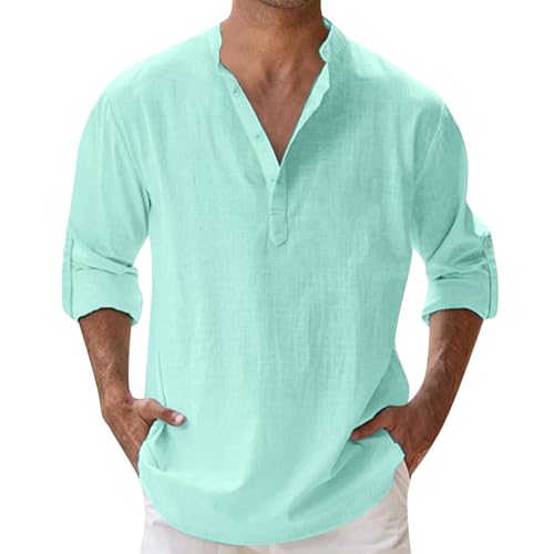 Genérico Camisa Hombre Hombre Camisas Lino Hombre Camisa Camisa Cuello Mao Hombre Ropa Ibicenca Hombre Lino Camisa Manga Corta Hombre Camisas Camisas Manga Larga Hombre4#