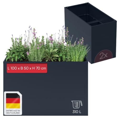 STEELSØN Icarus Hochbeet Metall 100x50x70 cm, Anthrazit, 2er Set