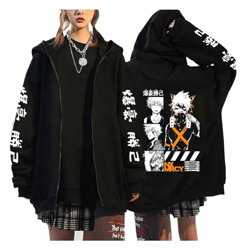 zhedu My Hero Academia Sudaderas con Cremallera Anime Dibujos Animados Impreso Hombres Mujeres Chaquetas Estilo Universitario Manga Larga Personalidad Jersey Ropa De Abrigo Juvenil (Color 02,S)