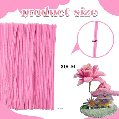 Image of Pipe Cleaners Crafts,Craft Supplies,200PCS Pipe Cleaner Arts and Crafts,Chenille Stems Art Supplies for Projects Creative DIY Room Decor,Pink Handmade Flower Cute Valentine's Day Gift,Squishy Toys