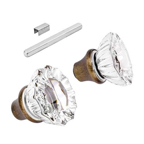 1 Pack Glass Door Knobs Interior Mortise Lock Replacement Set