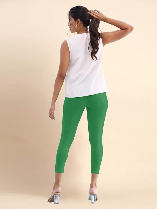 Image of TRENDMALLS Women's Microfiber Elastane Stretch Soft Cropped Leggings with Ultrasoft Waistband for Women