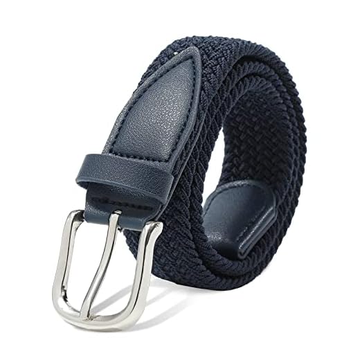 AWAYTR Kids Elastic Braided Belt - Pin Buckle Stretch Golf Baseball Belts for Boys and Girls Aged 4-12 Years (Navy blue)
