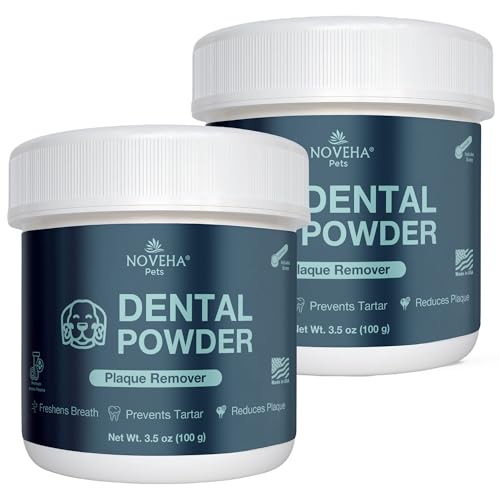 NOVEHA Pet Dental Powder | Vet-Approved Oral Care for Dogs & Cats | Natural Plaque Remover for Dogs Fresh Breath Formula | Easy Teeth Cleaning for Daily Use (2 - Packs)