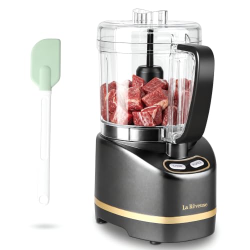 La Reveuse 2 Cup Mini Food Processor, Electric Chopper Small, Metallic Grey