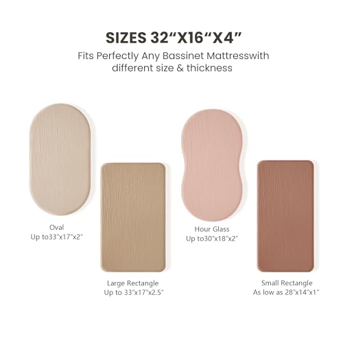 Image of Konssy Muslin Bassinet Sheets for Baby Girl Boy, 2 Pack Soft Breathable Baby Bassinet Mattress Sheets Fit for Hourglass Oval Cradle, Moses Basket Rectangle Mattress (Tree,Fog Green)