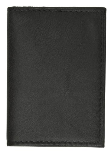 RFID Blocking Premium Leather European Style Bifold Trifold Wallet with ID Window (Black)