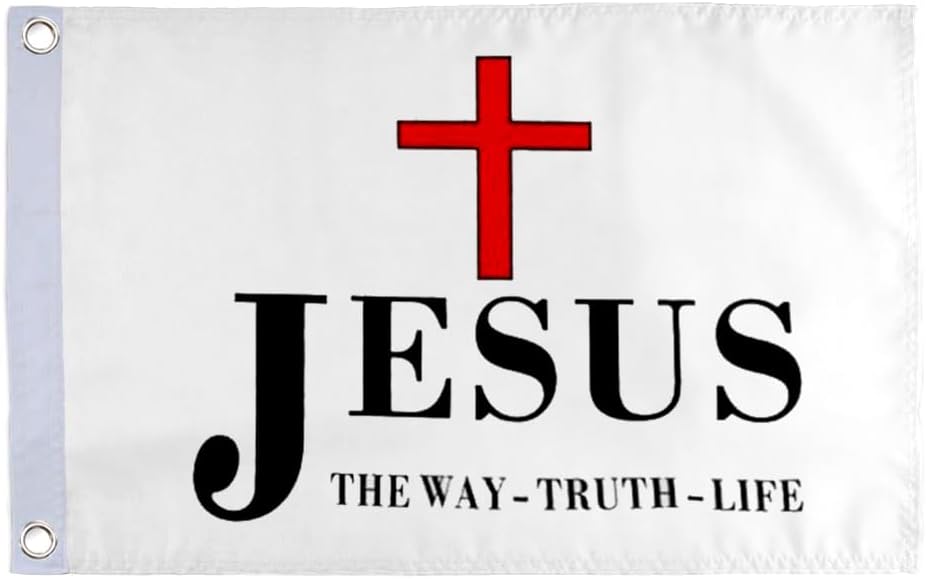 Bayyon Small Flag Double Sided Jesus The Way True Life Flag- 12"" X 18"" Inch Boat Motorcycle Yacht Boat Bike Car Flag with 2 Brass Grommets