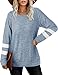NSQTBA Sweatshirts for Women Casual Tunic Sweaters Crew Neck Shirts Blue L