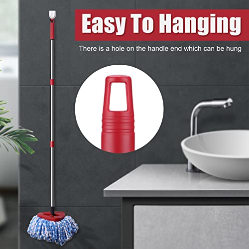 Spin Mop Replacement Handle - Crthl 4-Section 2.5-To-5 Foot Mop Replacement Stick Compatible With Triangle Spin Mop Base, Easywring Mop Refills For Floor Cleaning (Red, 4-Section, Mop Handle) #TOP5