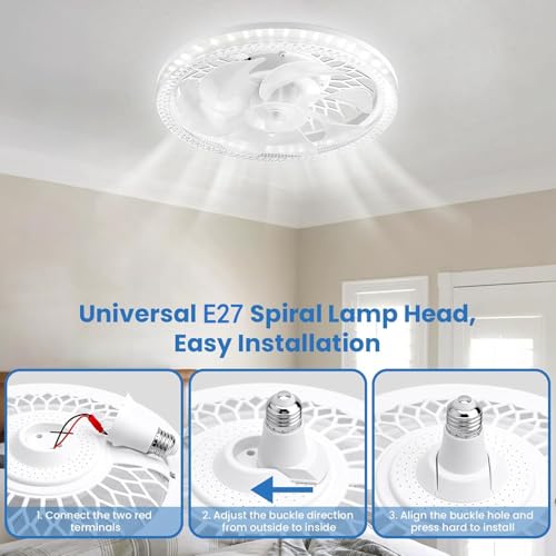 BomKra Deckenventilator mit Beleuchtung, 45W Leise Deckenventilator mit Licht & Fernbedienung, 3 Farbige Dimmbare, 3 Geschwindigkeiten, Timer, für Schlafzimmer Wohnzimmer