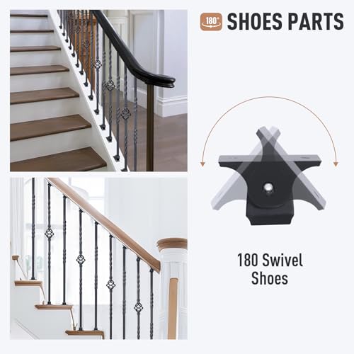 10 Pack Staircase Balusters, 1/2" x 43.8" Hollow Single Basket and Double Twist Iron Balusters for Staircase Indoor，with 20 Swivel Shoes by MyeMdan - Image 4