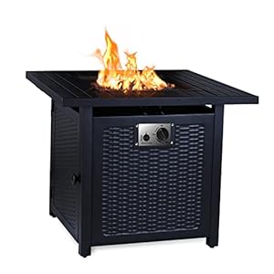 Vuurtafel, gashaard, outdoor gashaard, met waterdichte beschermhoes en lavastenen, 28 inch gasvuurtafel, instelbare vlam…