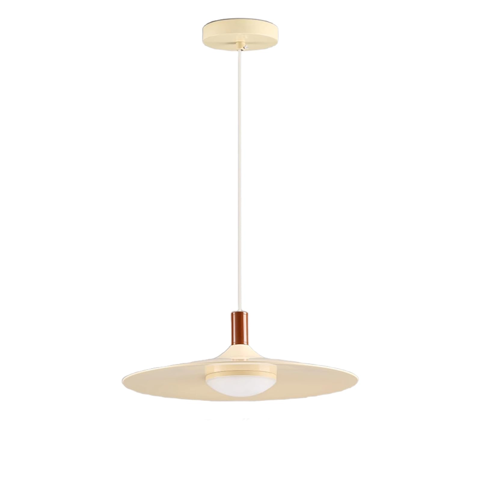 S-Cevada Modern Cream Pendant Light with UFO-Inspired Flat Metal Shade, Built-in LED Ceiling Hanging Lamp for Kitchen Island, Dining Room, Bedroom, Adjustable Cord (25cm)