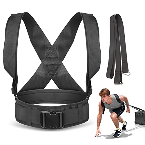YNXing Sled Pulling Harness, Tire Pulling Harness with Pull Strap for Resistance Training, Adjustable Padded Shoulder Strap (13.1FT)
