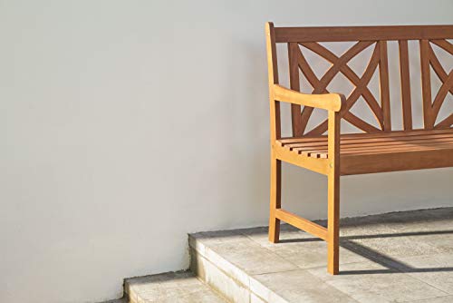 Vifah Siesta Red Brown 4Ft Magnolia Eucalyptus Wooden Garden Bench for 2 Seater in Entry Way - Thumbnail 5