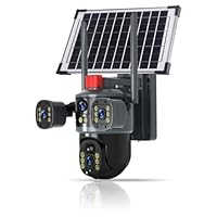 Triple-Lens Solar 360° Dome Camera, Solar Security Cameras Wireless Outdoor, 4G Signal, No WiFi Required, Color Night Vision, 2-Way Audio Real-Time Monitoring Cameras for Home Security (4G version)
