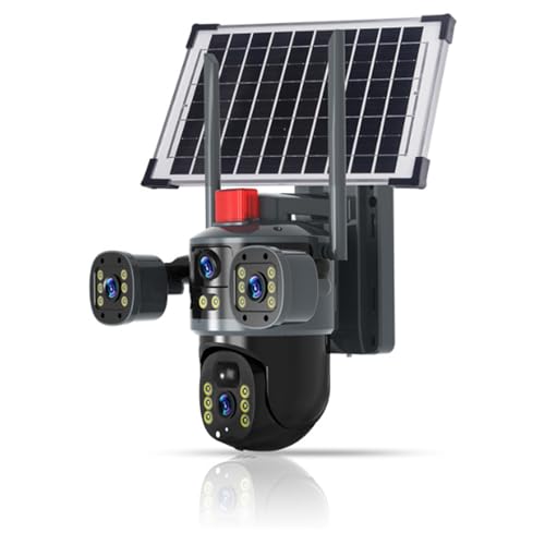 Genérico 360°Camara Vigilancia Wifi/4G Exterior Solar, 2025 New Cámara Domo Solar De Triple Lente, Audio Bidireccional En Tiempo Real, Cámaras (4G)