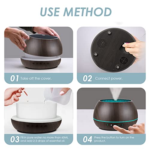 1000Ml Black Aroma Diffusers For Essential Oil Large Room,Aromatherapy Diffuser Humidifier With Ambient Light & 3 Timer,Waterless Auto Off Essential Oils Diffusers For Home Kids #TOP3