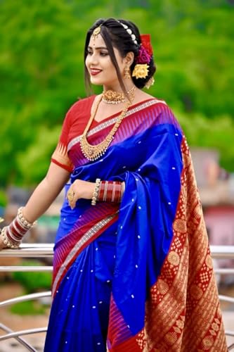 Image of NEW COLLECTION Women's Odisha Handloom Sambalpuri Pata Saree Temple Border Pasapalli Bomkai Buti Boyanika Design Saree Banarasi Soft Papa Silk Simple Ethnic Orissa Sari with Blouse Piece