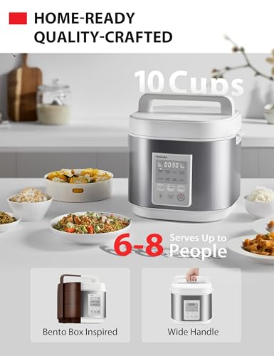 Image of TOSHIBA Rice Cooker Heritage Bento Box, Digital Control, 10-Cup Uncooked Rice Capacity, 9 Functions with 3D Heating and 24-Hour Auto Keep Warm