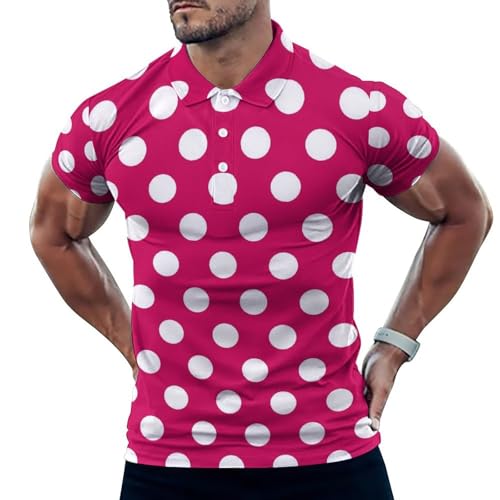 Polo de golf pour homme imprimé à pois rose vif idéal pour vos parcours d'été