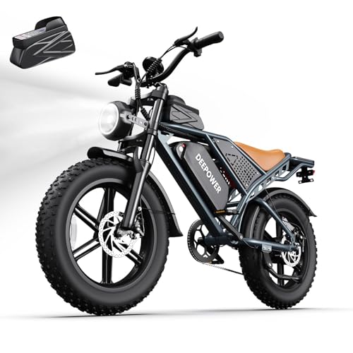 DEEPOWER Electric Bike for Adults 2000W Peak Motor&28MPH Electric Dirt Bike48V 20AH/35AH/60AH Battery 70-160 Max Miles Dual Suspension Ebikes for Adults 20 Fat Tire E Bike
