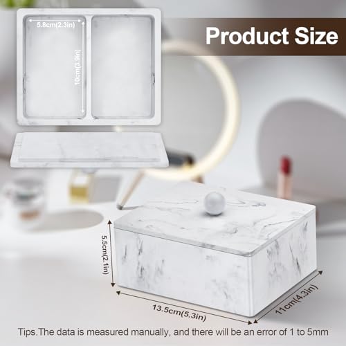 Image of Cotton Swab Holder, 16 OZ Qtip Holder Dispenser with Lid, 2 Compartments Cotton Ball Buds Bathroom Organizers Storage Bin Floss Dispenser Vanity Cosmetics, White