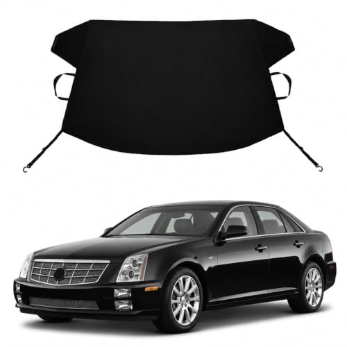 Image of STS Custom Windshield Cover for Ice and Snow Ca-di-llac STS Heavy Duty 600D Oxford Fabric Windshield Protector Fit Waterproof Frost Snow Cover Winter Car Accessories