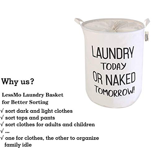 LessMo 17.7 Kordelzug Wäschekorb Lagerung Sorter, Pop-Up Wäschekorb Faltbar, wasserdichte Runde Baumwolle Leinen für Schlafzimmer Lagerung Baby Kleidung Spielzeug