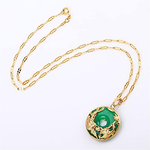 Collier dragon phénix en jade véritable et argent 925 gravé - 3