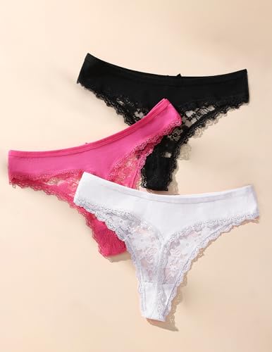 Image of Murimia Sexy Seamless Thongs for Women Lace Underwear Breathable Low Rise T-Back Panties