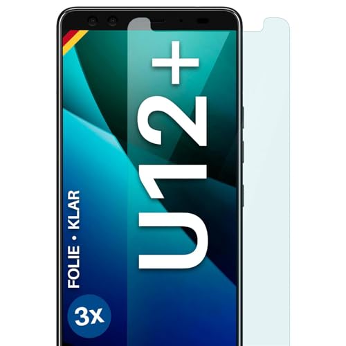 moex für HTC U12 Plus Schutzfolie Bildschirmschutz Folie Ultra-klar HD 0,2 mm kompatibel mit jeder Hülle, Anbringen ohne Blasen, Handyfolie Extra Kratzfest, FlexProtect 3 Stück