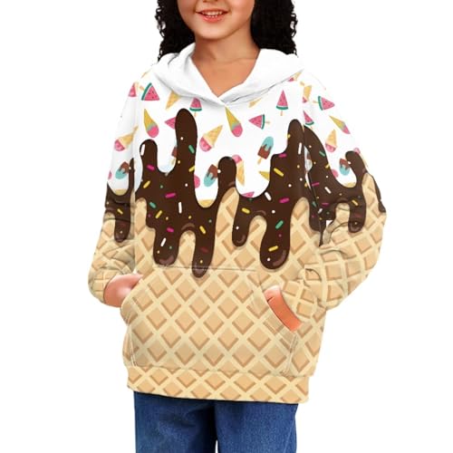 Image of Coloranimal Unisex Girls and Boys Long Sleeve Hoodies Hoody Athletic Pullover Sweatshirts Tops Age 6-16year